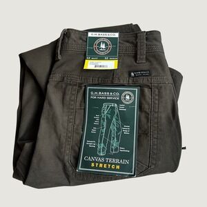 GH Bass & Co Mens Canvas Terrain Stretch Pants Brown Straight Leg 32x32